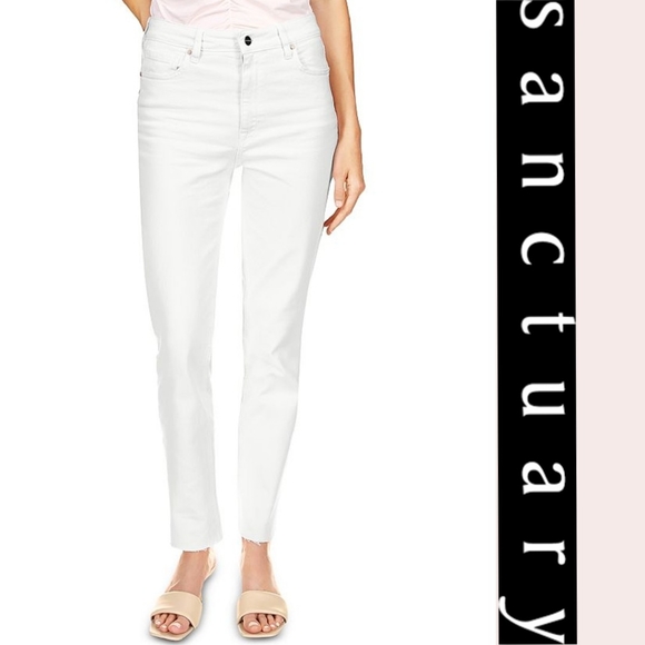 NWT $129 Jeans by Sanctuary -90's Straight Leg Raw Hem Vintage White Bin 46 - Picture 4 of 4